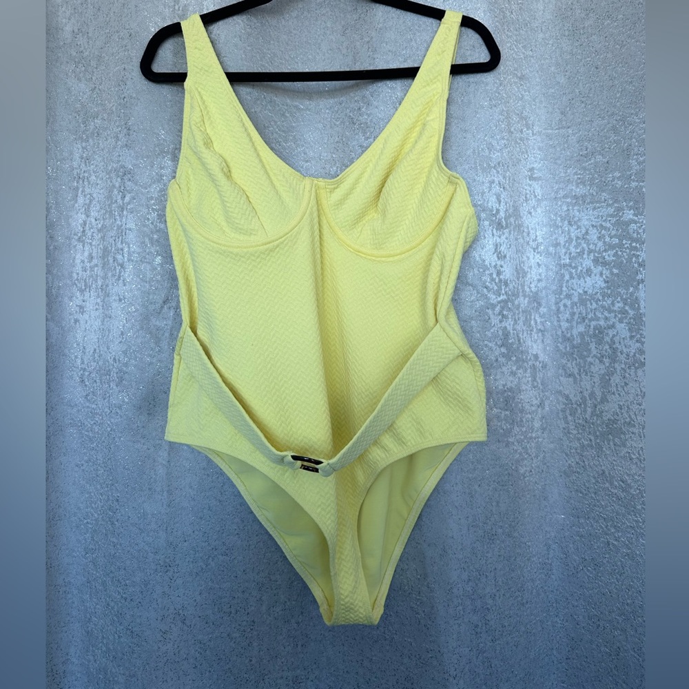Yellow one-piece bathing suit